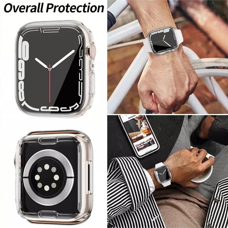 Фото Чехол для Apple Watch Серия 7 se 6 5 4 3 2 1, силиконовый, прозрачный, 44 мм, 40 мм, 42 мм, 38 мм, 45 мм, 41 мм, ТПУ №3
