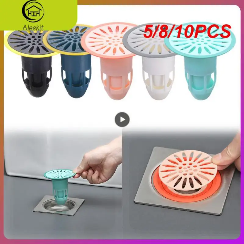 

5/8/10PCS Drain Stopper Anti-clogging Universal Kitchen Sink Filter Bathroom Drain Cover Hair Catcher Shower Trap