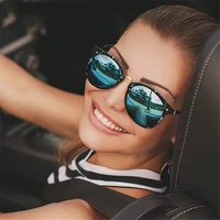 2022 retro round sunglasses women driving mirror vintage reflective flat lens sun glasses female oculos de sol feminino