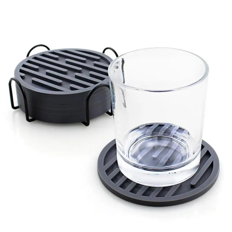 

Silicone Tea Cup Mat Heat Resistant Coaster Round Colorful Placemat Beverage Holder Pad Tableware Table Mat Kitchen Accessories