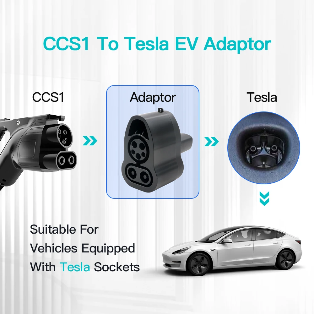 Адаптер зарядного устройства GOODCELL CCS1 на NACS совместимый с Tesla Model 3/X/Y максимальная