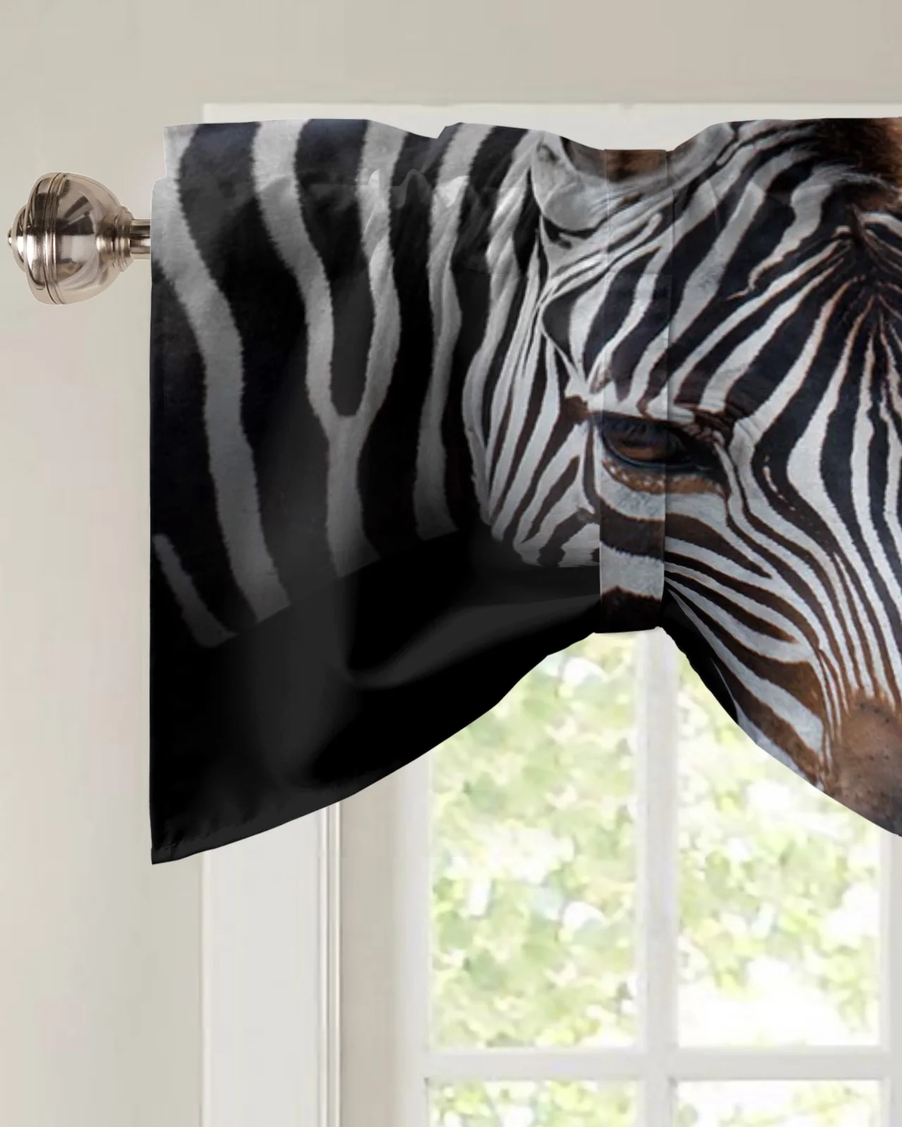 Шторка с животным зеброй черный цвет фотообои-вверх карманная Короткая