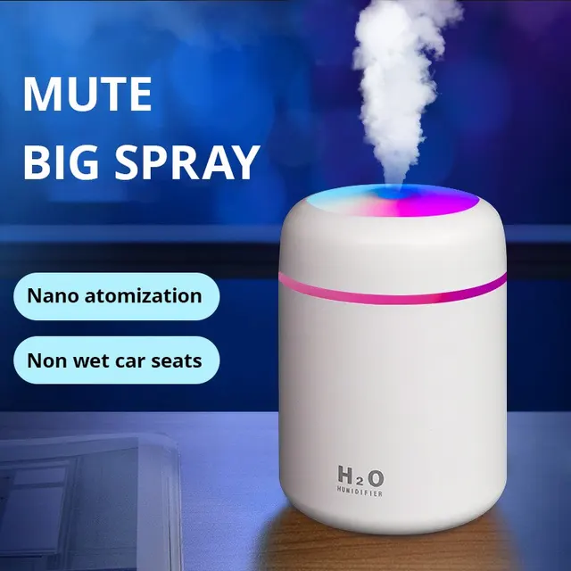 USB Portable 300ml Cool Mist Sprayer: Electric Air Humidifier & Aroma Oil Diffuser with Colorful Night Light - Perfect for Home and Car 1