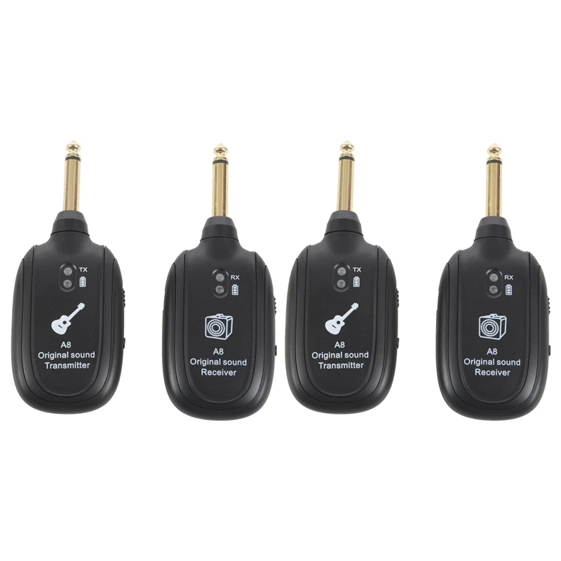 

2X UHF Guitar Wireless System Transmitter Receiver Built-In Rechargeable