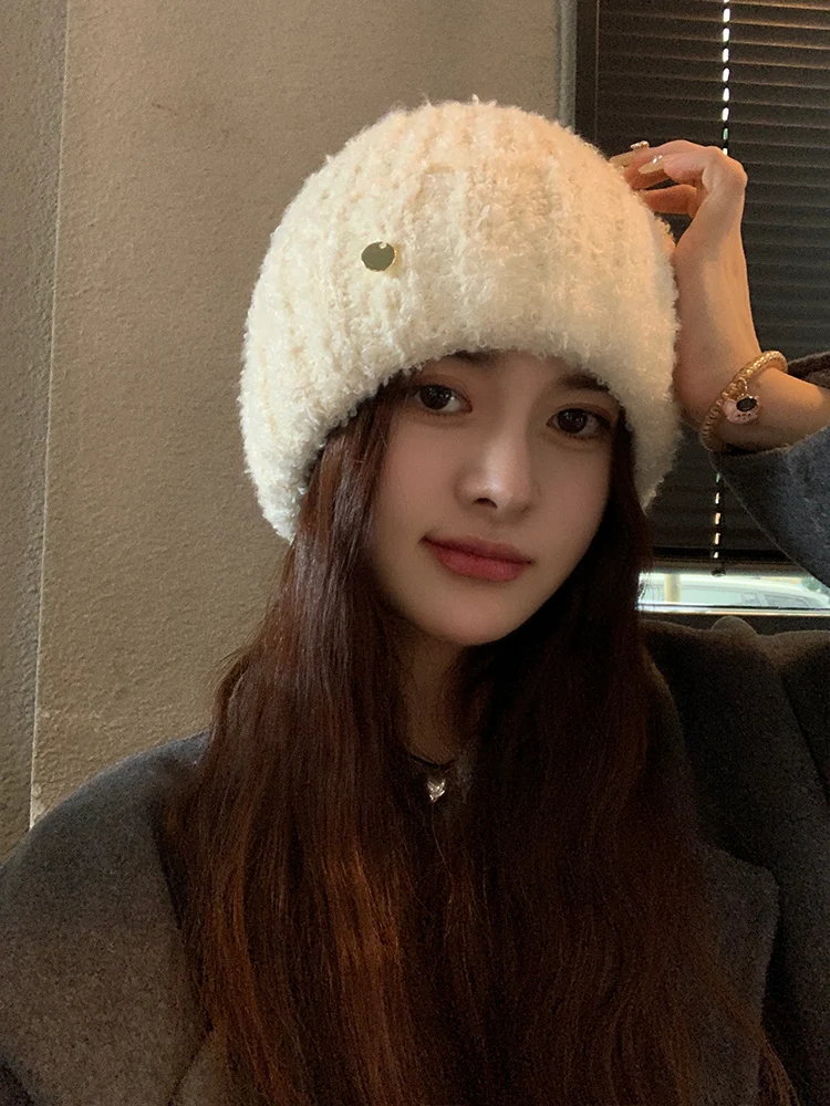 Шапка женская осенне-зимняя вязаная шерстяная шапка новинка 2023 большая