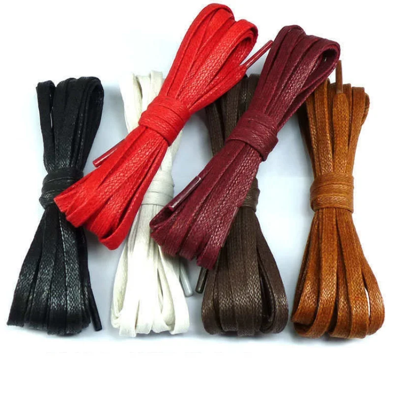 

Men and Women Couple Pure Cotton Waxing Oblate Shoelace Wide0.5cm Lengthened Leather Shoe Lace Boots Shoelace Martin Shoelace Bl