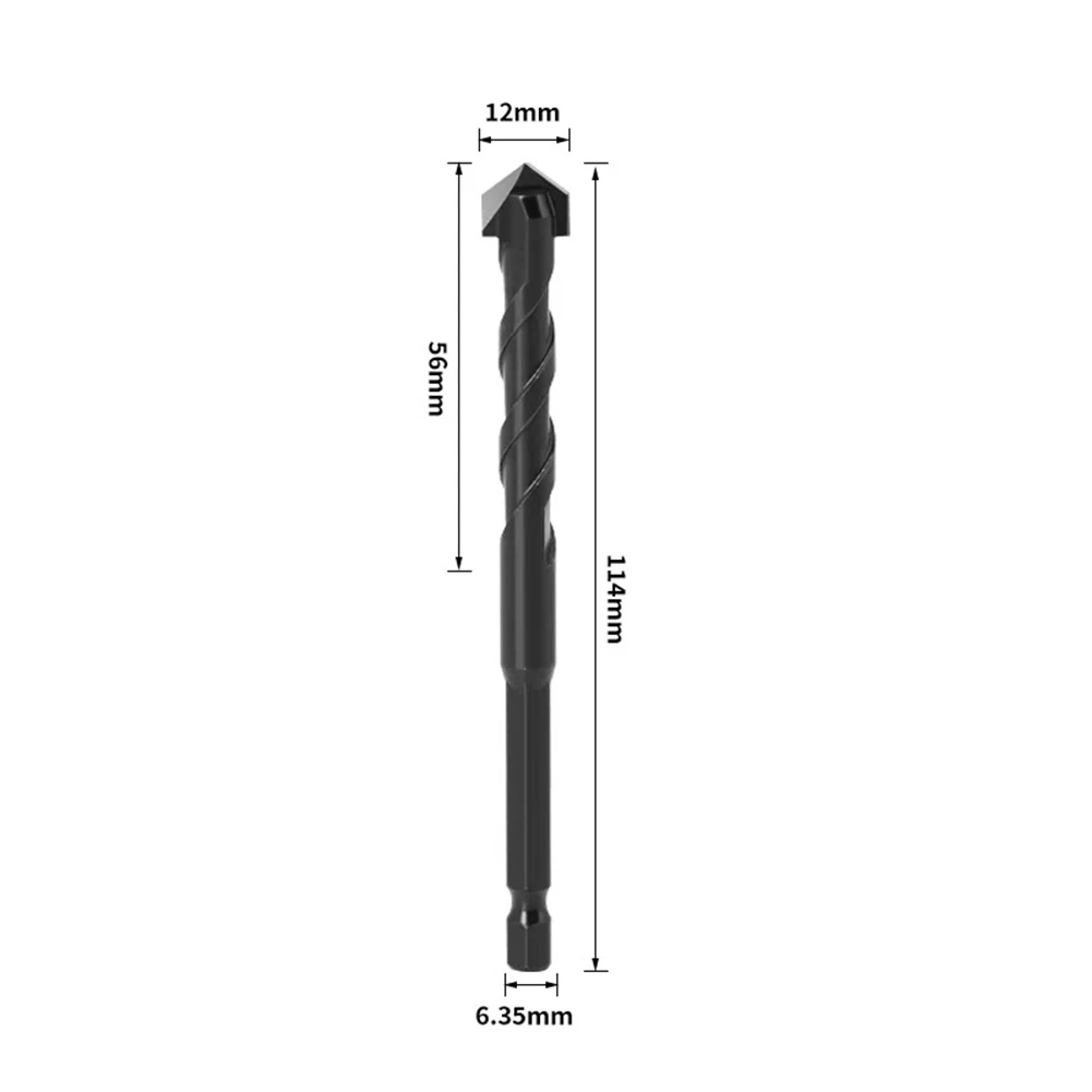

5pcs 5/6/8/10/12mm Universal Drilling Tool Black Hexagonal Shank Drill Bit For Drilling Concrete Wall Brick Ceramic Wood Glass