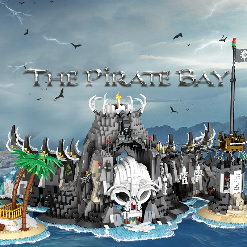 

Ideas Piate Ship The Skull Pirate Island Bay Kit 2960pcs Caribbeaned Moc Building Block Brick Classic Movie Model Boy Toy