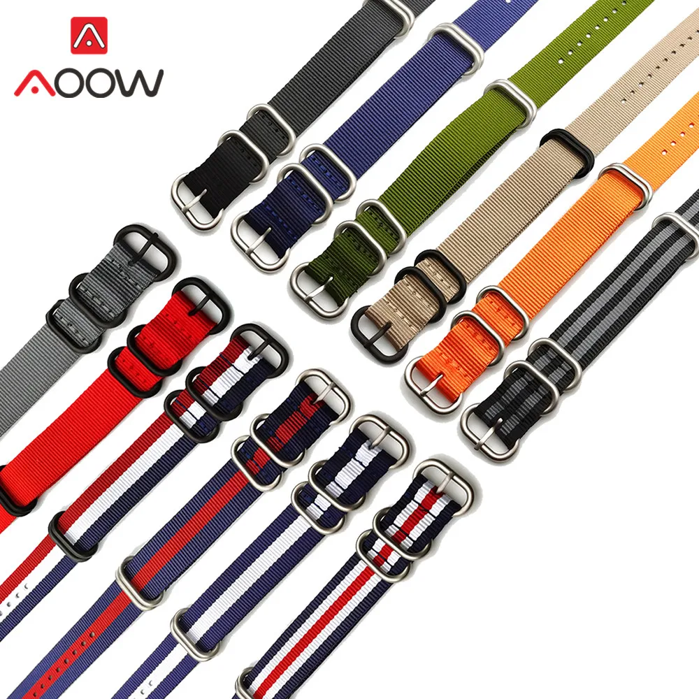 

18mm 20mm 22mm 24mm Zulu Nylon Strap Band Thicken Stainless Steel Ring Buckle Woven Fabric Men Replacement Watch Band Belt