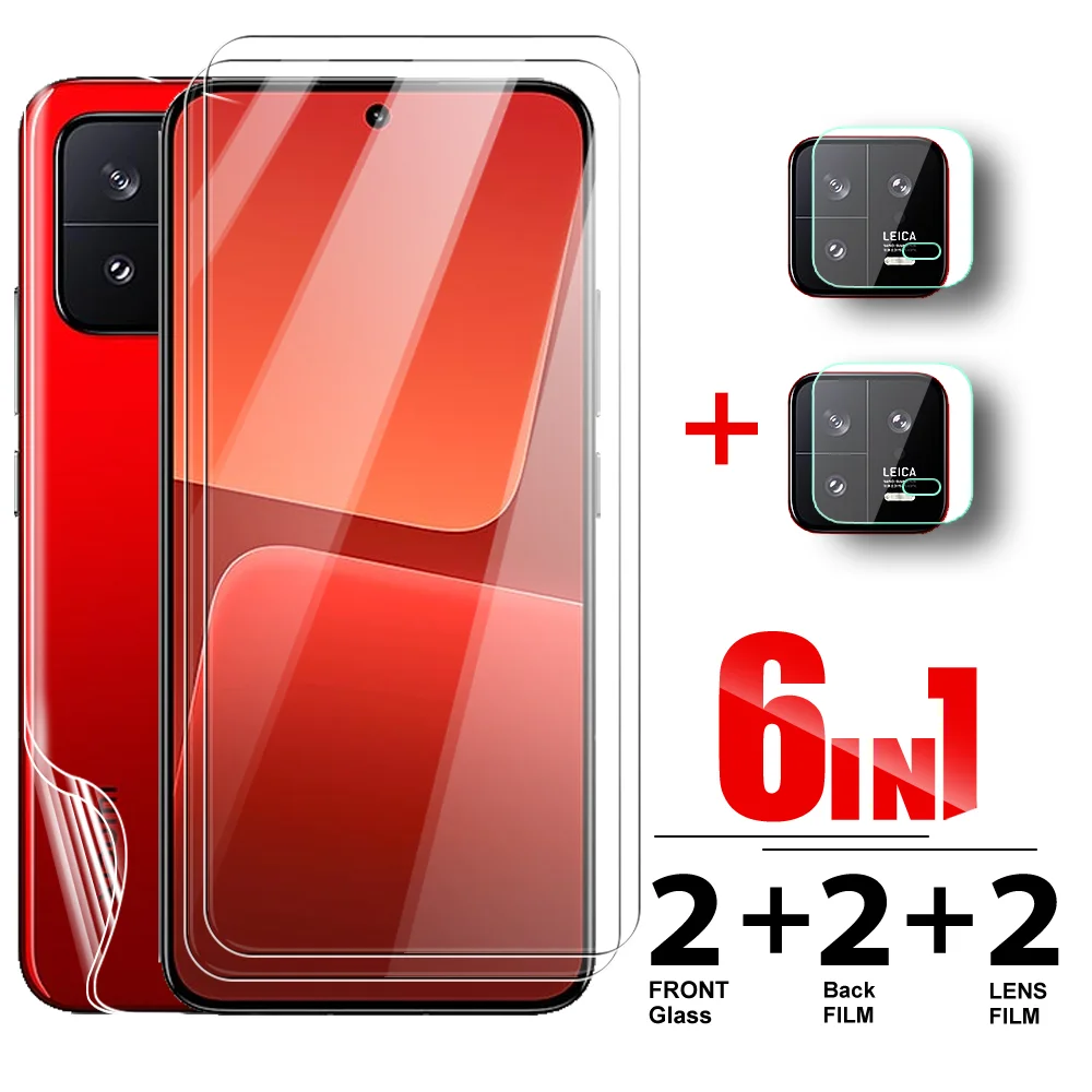 

6to1 переднее закаленное стекло, задняя Гидрогелевая пленка для Xiaomi 13 12T Pro 12 Lite Xaomi Mi13 12 lite 12tpro, защита для экрана объектива камеры