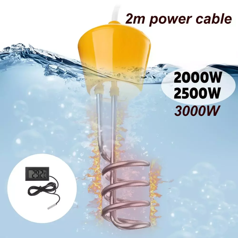

220V 2500W 3000W Electricity Immersion Water Heater Element Boiler Portable Water Heating rods for Inflatable Swimming Pool