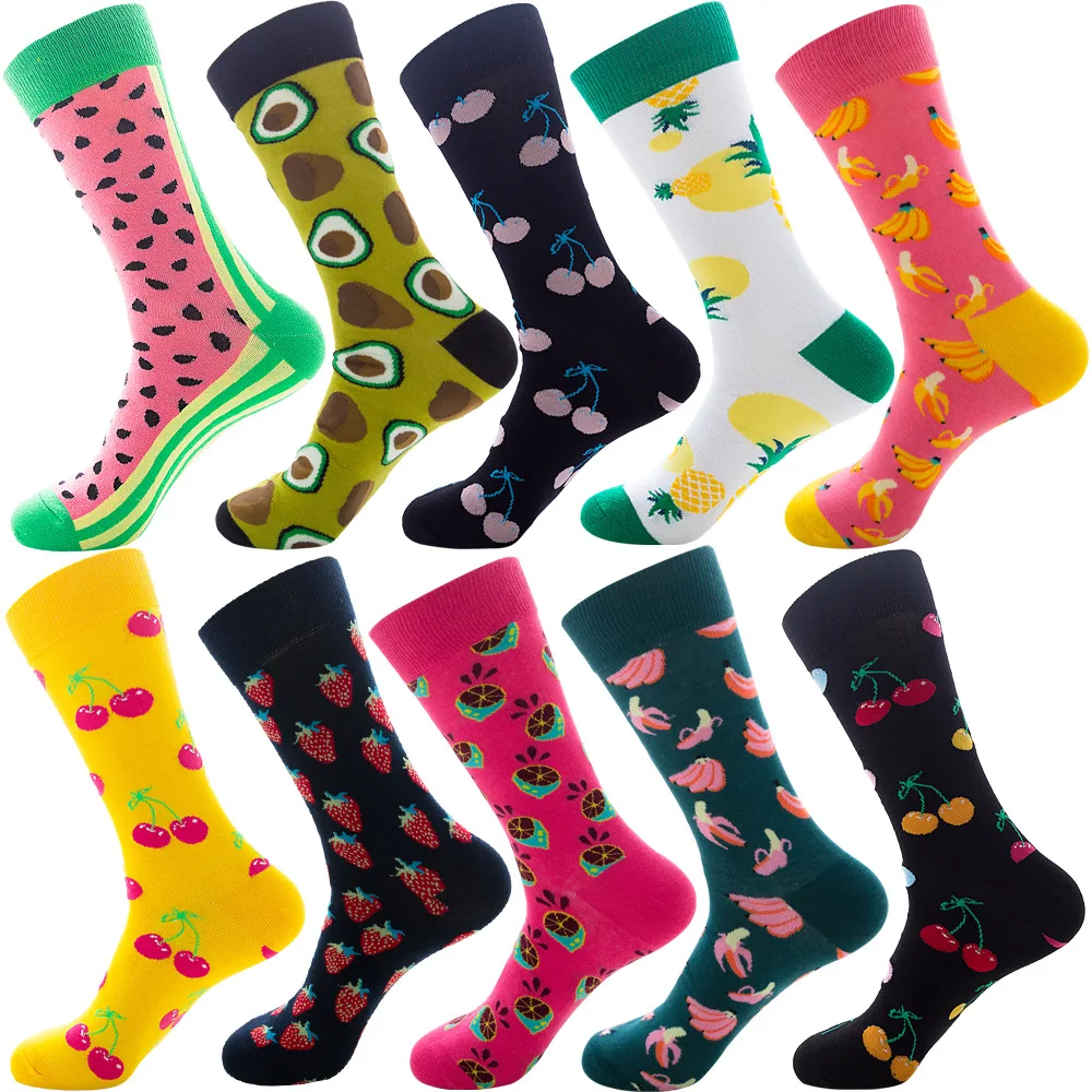 10 Pairs Kawaii Polka Dot Socks Woman Plus Size Men Socks Fashion Geometric Stripes Funny Socks Spring Autumn Cotton Long Socks