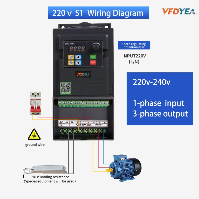 

VFD Inverter 1.5KW/2.2KW/3KW 220V 1-phase input and 3-phase Output Frequency Converter Variable Frequency Drive For Motor