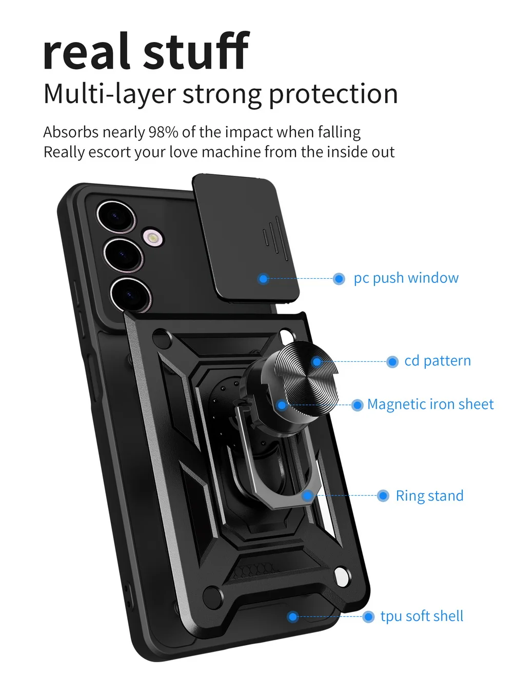 Защитный чехол для камеры Samsung A24 A34 A54 A14 5G M53 A23 A53 A13 A73 A33 A03S A22 A32 A72 A52 A12 A51 Armor Hybrid Ring