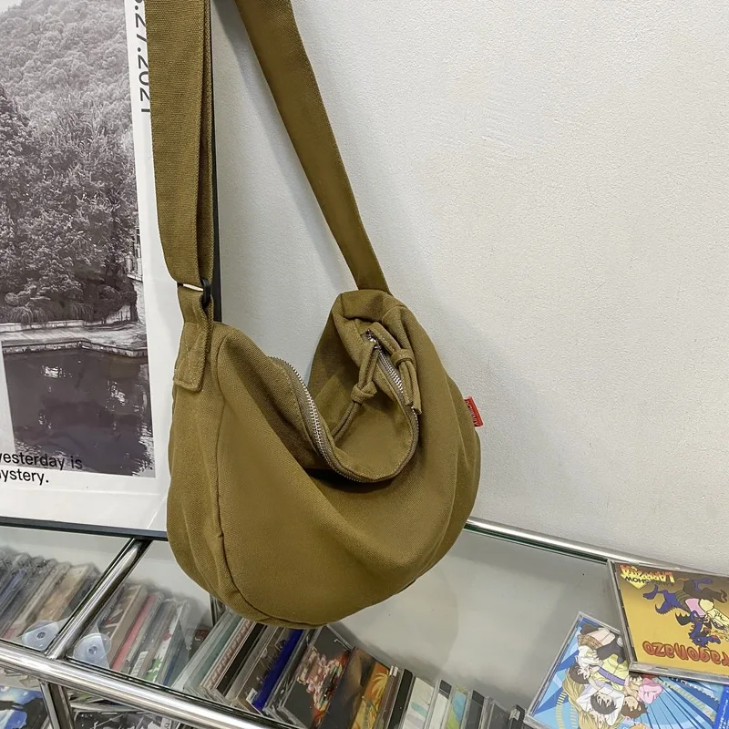 

Холщовая Сумка для женщин, простая японская вместительная сумочка на плечо для студентов колледжа, школьный ранец через плечо для женщин