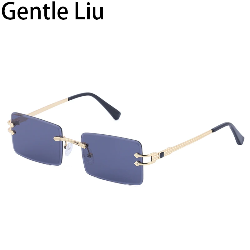 

Vintage Small Rectangle Rimless Sunglasses Men 2022 New Trendy Frameless Sun Glasses for Women Shades Luxury Brand Eyewear UV400