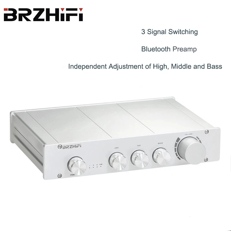 

Pure Class A Preamp Audio Preamplifier 2.0/2.1 Channel Tone HIFI Preamp High, Middle and Bass Adjustment Bluetooth 5.0 Decoding