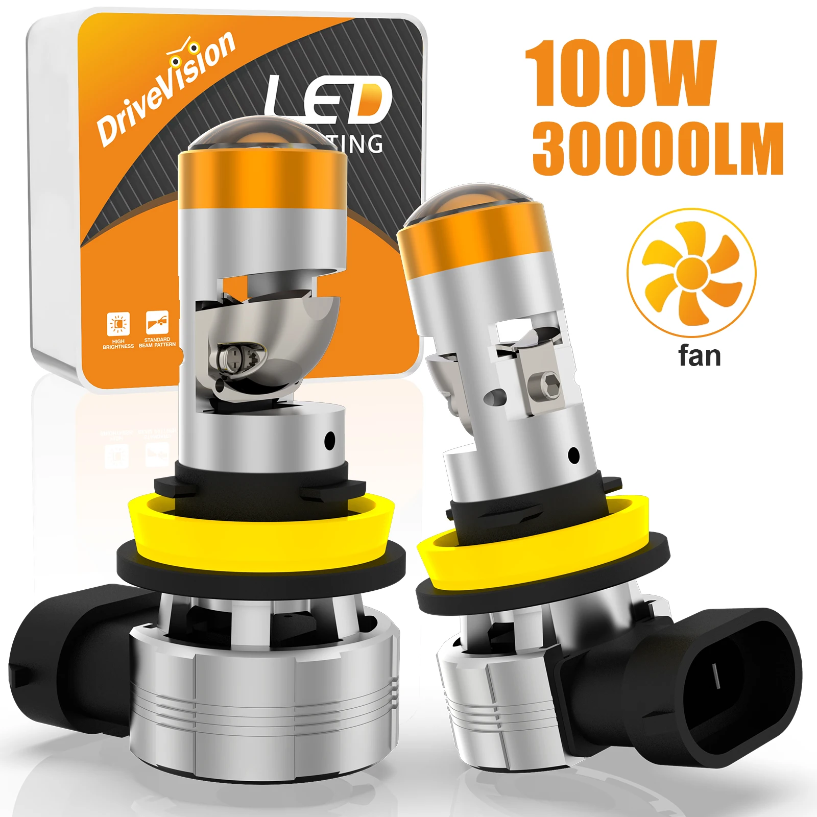 

Светодиодный прожектор DriveVisionH11Led Lens 1:1 H4 H7 H18 9005 9006 9012, лампы для автомобильных фар, Мини объектив, прожектор, турбо светодиод 6000K