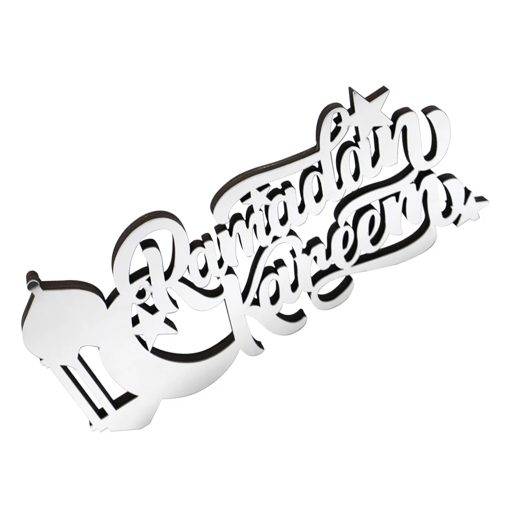 

Wooden Eid Ramadan Scene Layout Prop Wooden Craft Hollow Letter Sign Decoration