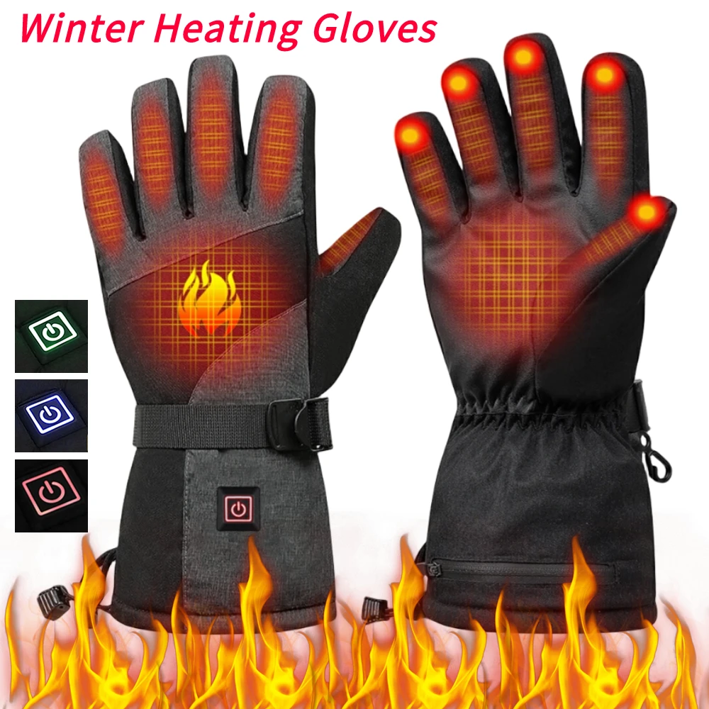 

1 Pair Heating Motorcycle Gloves Waterproof Electric Heated Mittens Winter Thermal Touch Screen Heated Motorbike Riding Gloves