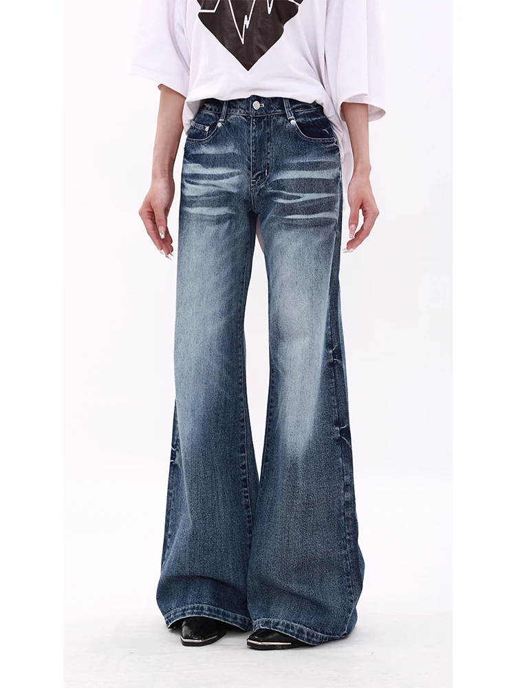 Женские прямые джинсовые брюки элегантные в американском стиле ретро Y2k с