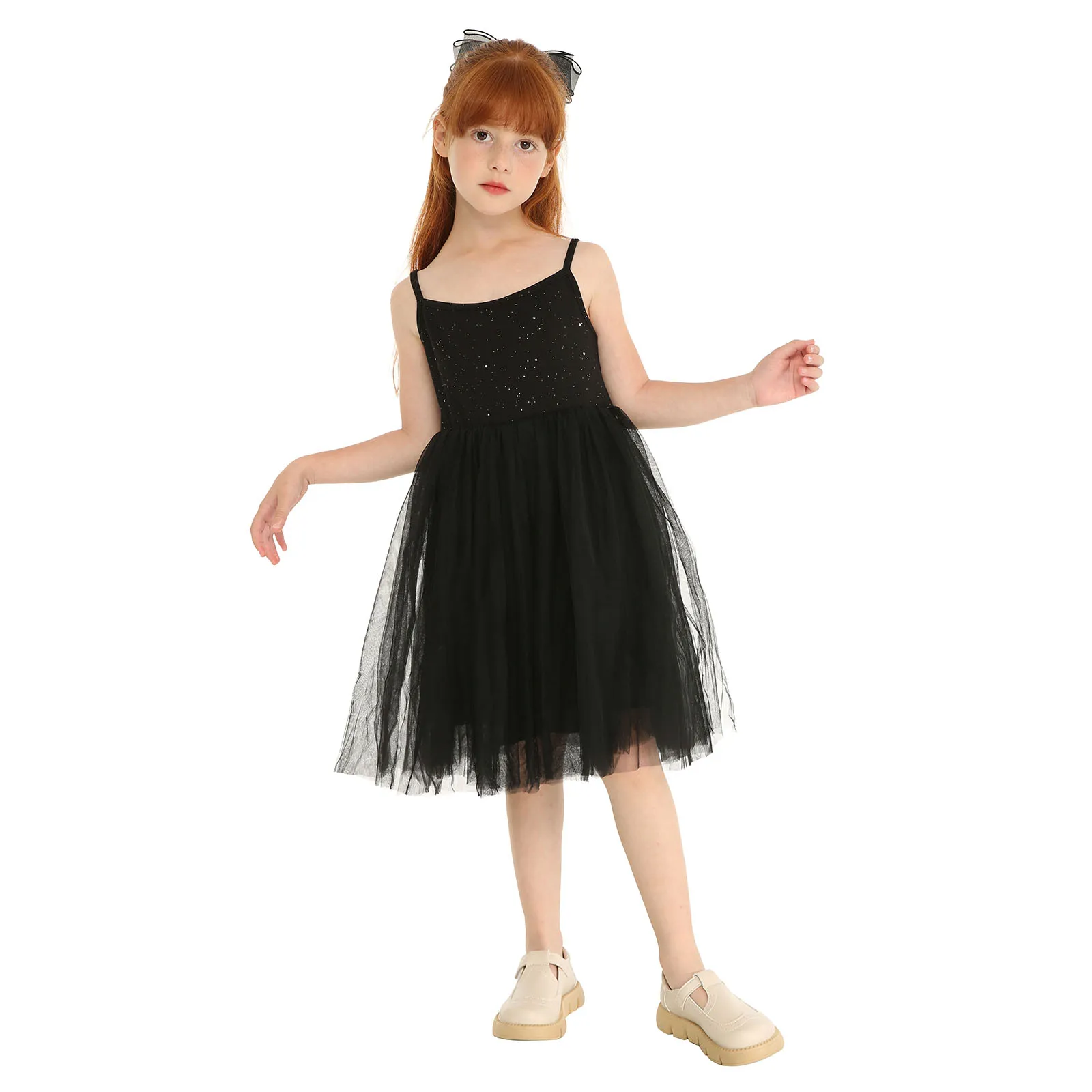 Платье-пачка для девочек без рукавов на тонких бретельках