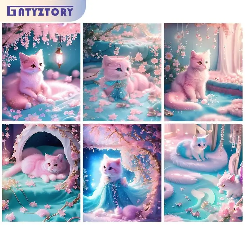 

GATYZTORY 40x50cm Paint By Numbers Frame Cat Coloring By Numbers Paint Kit Home Decoration For Adults On Canvas Gift