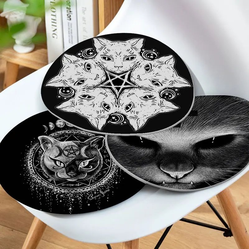 

Satanic Cat Four Seasons Dining Chair Cushion Circular Decoration Seat For Office Desk Chair Mat Pad