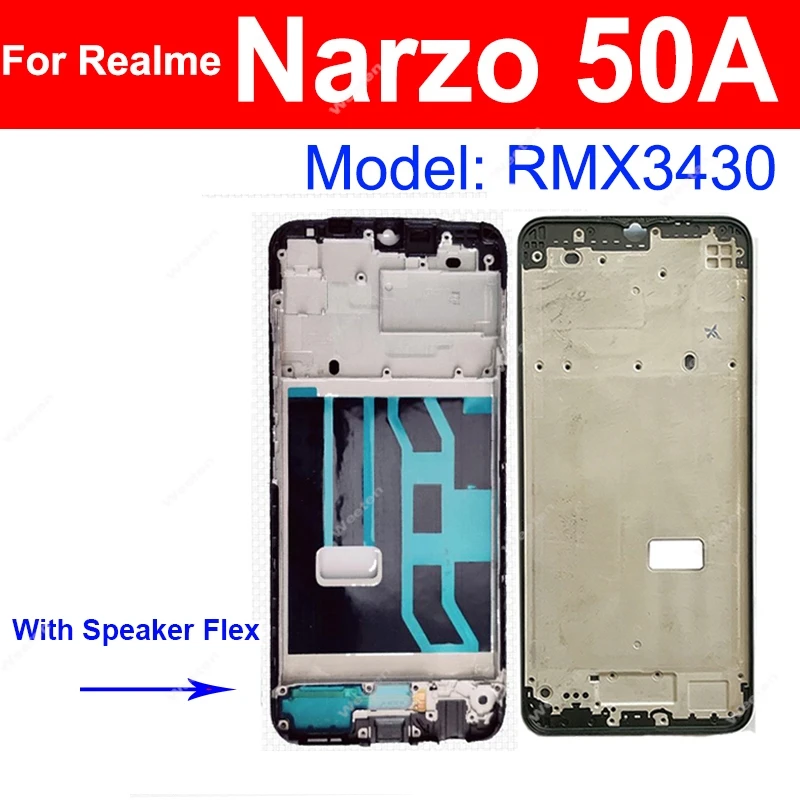 Фото Крышка корпуса ЖК-дисплея для Realme Narzo 50 50A 50i Pro Prime 60 60X 70X 70 Pro 4G 5G, передняя рамка ЖК-дисплея, держатель, запасные части №3