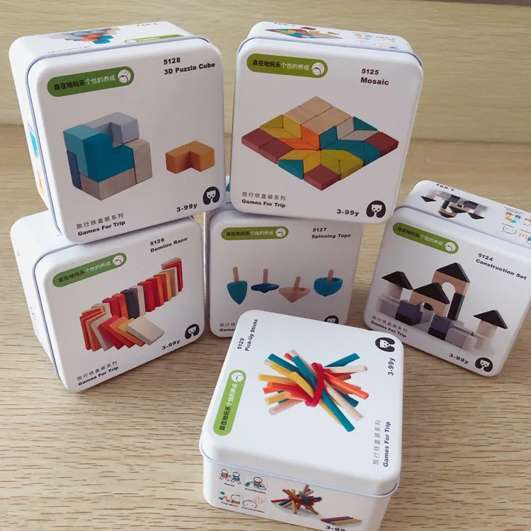 

Portable Travel Iron Box Puzzle Building Block Children Educational Toys Gift Parent-child Trave Interactive Game Toys for Kids