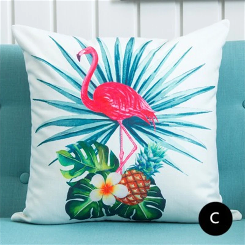 Tropical Decoration Print Pineapple Cushion Flamingo Green Plant Throw Pillow for Sofa Home Decorative Pillowcase Summer Gift |