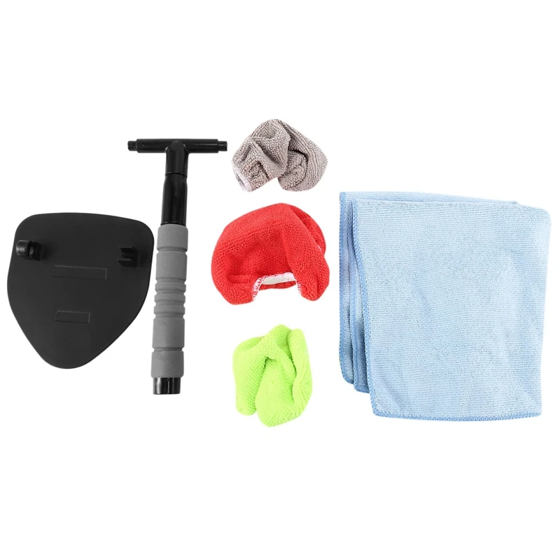 

5 in 1 Windshield Cleaning Tool Microfiber Car Interior Window Cleaner with Extendable Handle for Car & Home Glass Use
