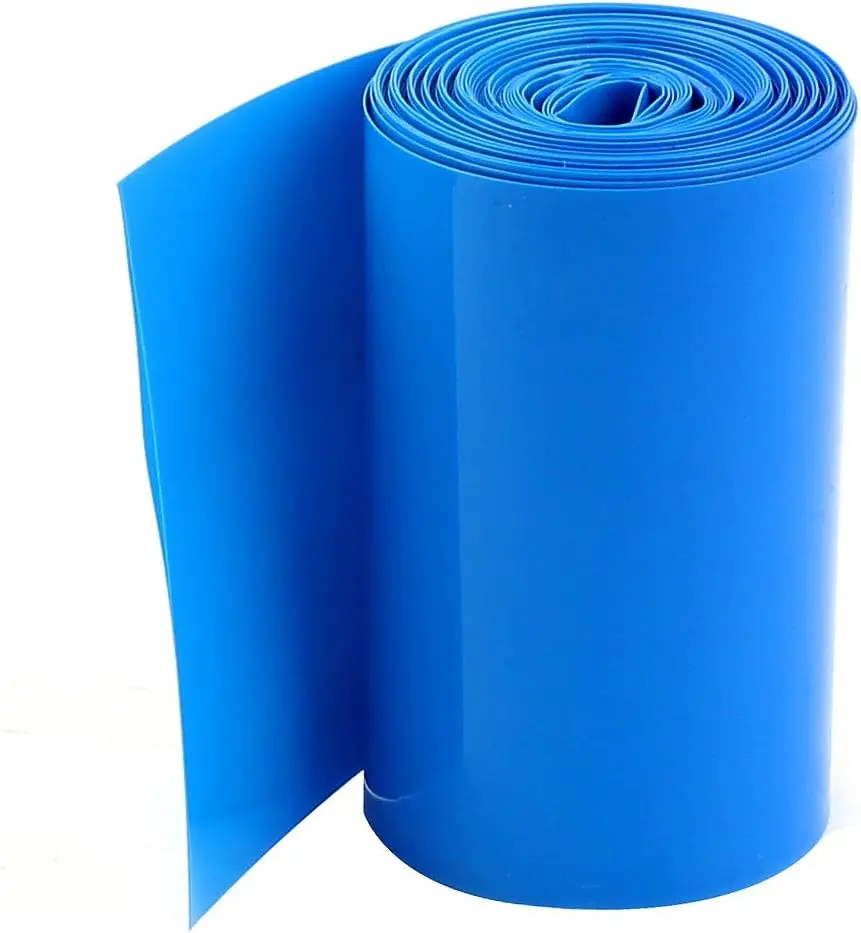 

5Meters 70mm Width PVC Heat Shrink Wrap Tube Blue for 4 x 18650 Battery Pack