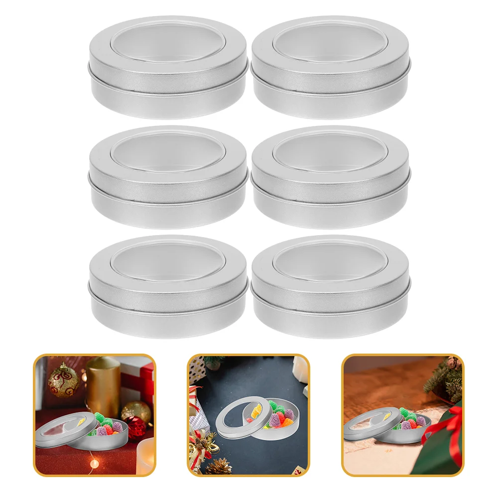 

6 Pcs Round Tinplate Box Gift Storage Case Cans Small Tins Lids Travel Containers Empty Candy Coffee