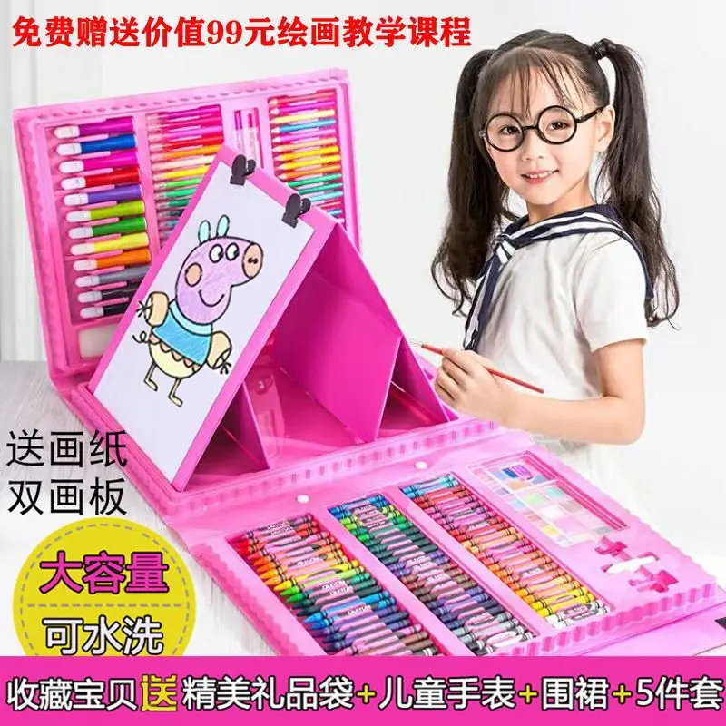 

Children'S Brush Painting Board Watercolor Brush Painting Set Washable Color Brush Painting Color Lead Crayon Oil Painting Stick