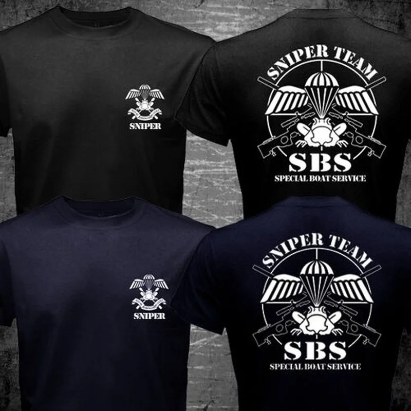 

SBS Special Boat Service UK British Army T-Shirt SAS Special Forces Sniper Black Men TShirt Short Sleeve Casual Cotton Shirt