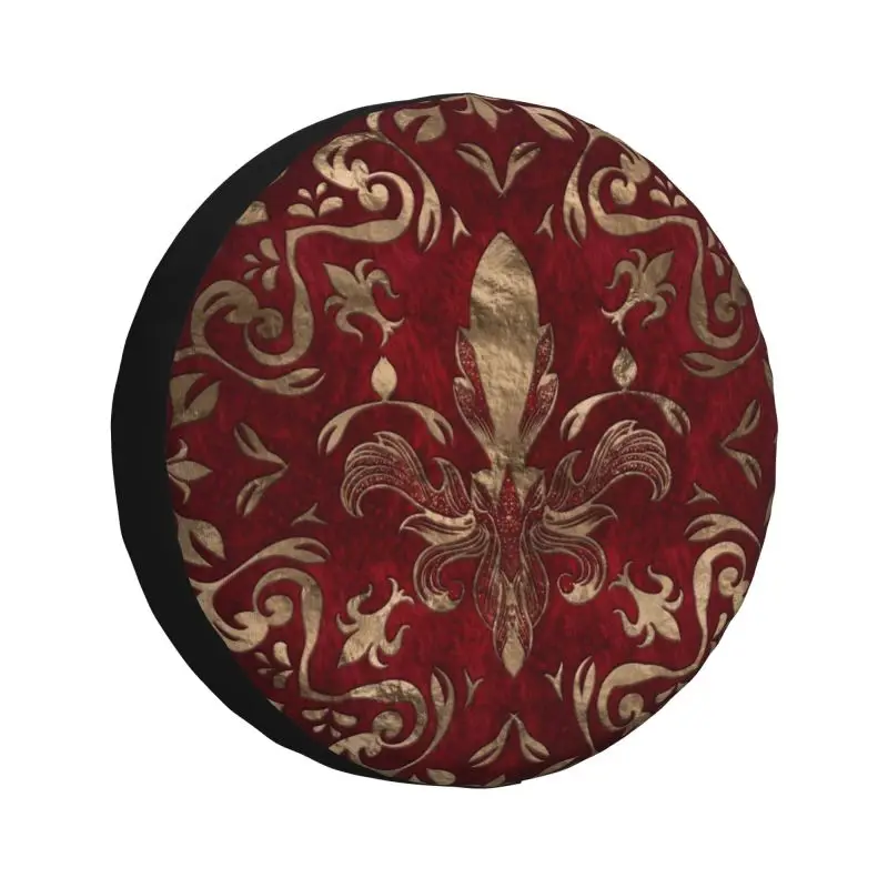 

Luxury Lily Flower Fleur-De-Lys Tire Cover 4WD 4x4 RV Fleur De Lis Spare Wheel Protector for Prado Pajero Jeep 14" 15" 16" Inch