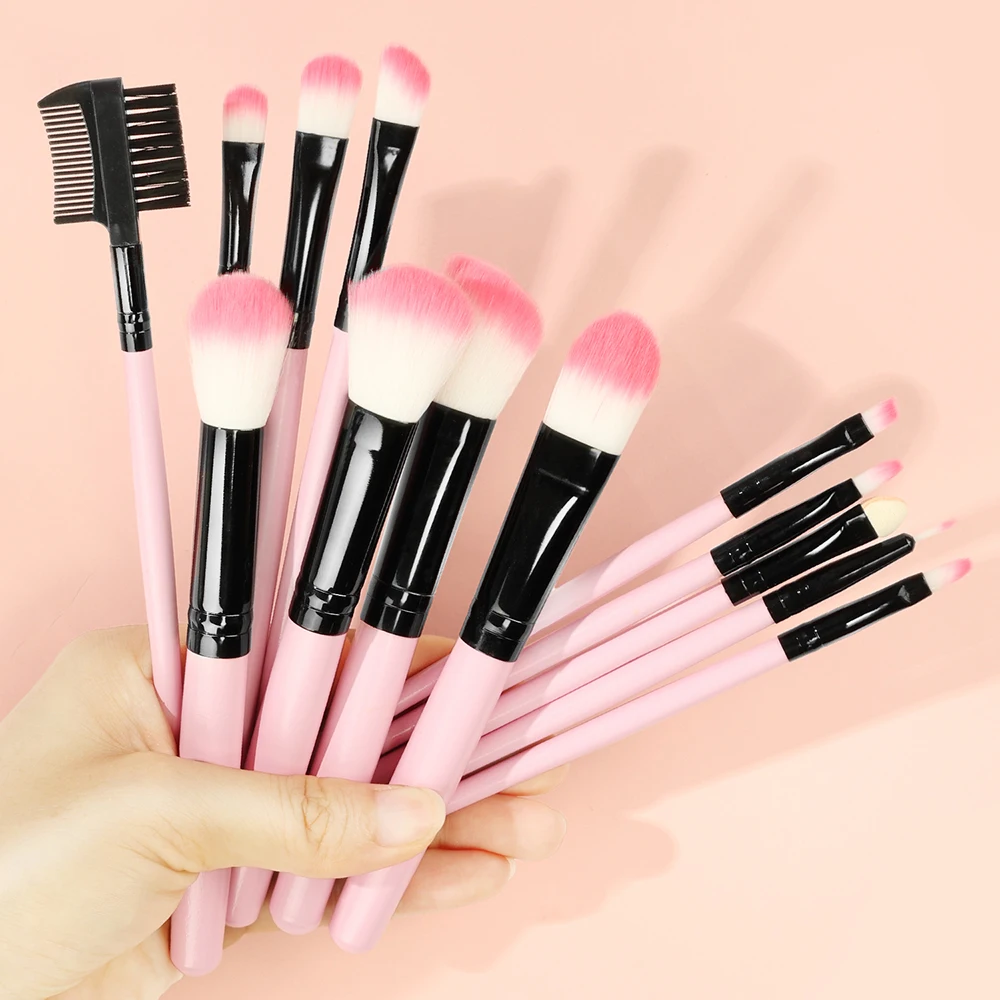 

13 Pcs Pink Makeup Brushes Soft Fluffy Set for Cosmetics Foundation Blush Powder Eyeshadow Blending Makeup Brush Beauty Tools