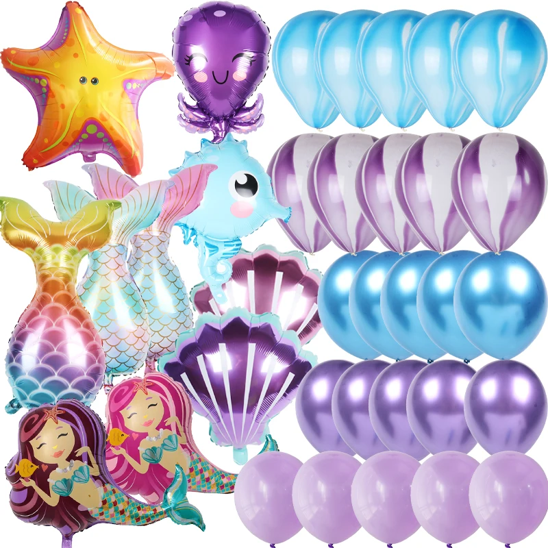 Воздушные шары с хвостом русалки вечерние ничные морскими животными рыбами