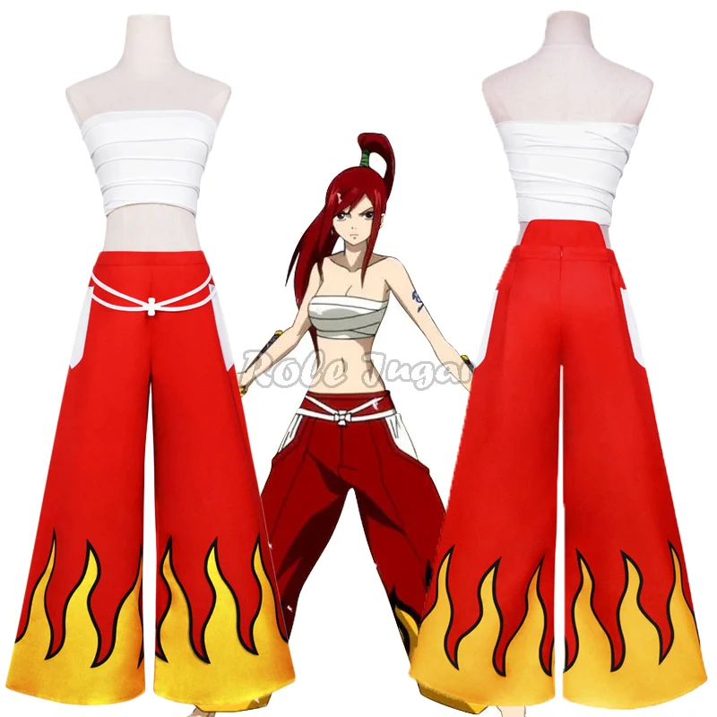 

FAIRY TAIL Anime Erza Scarlet Cosplay Costume Top Pants Suit Woman Party Halloween Costumes