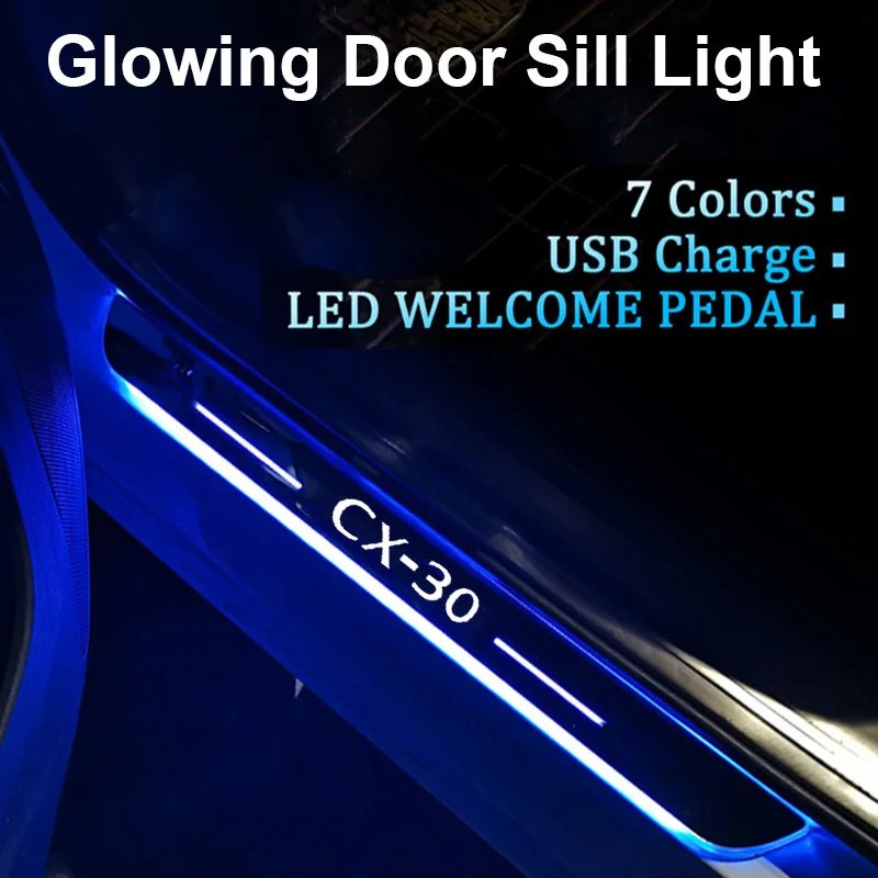 

Car Door illuminated Sill Light for Mazda CX-30 CX 30 CX30 Projector Lamp USB Power Moving LED Streamer Door Welcome Pedal