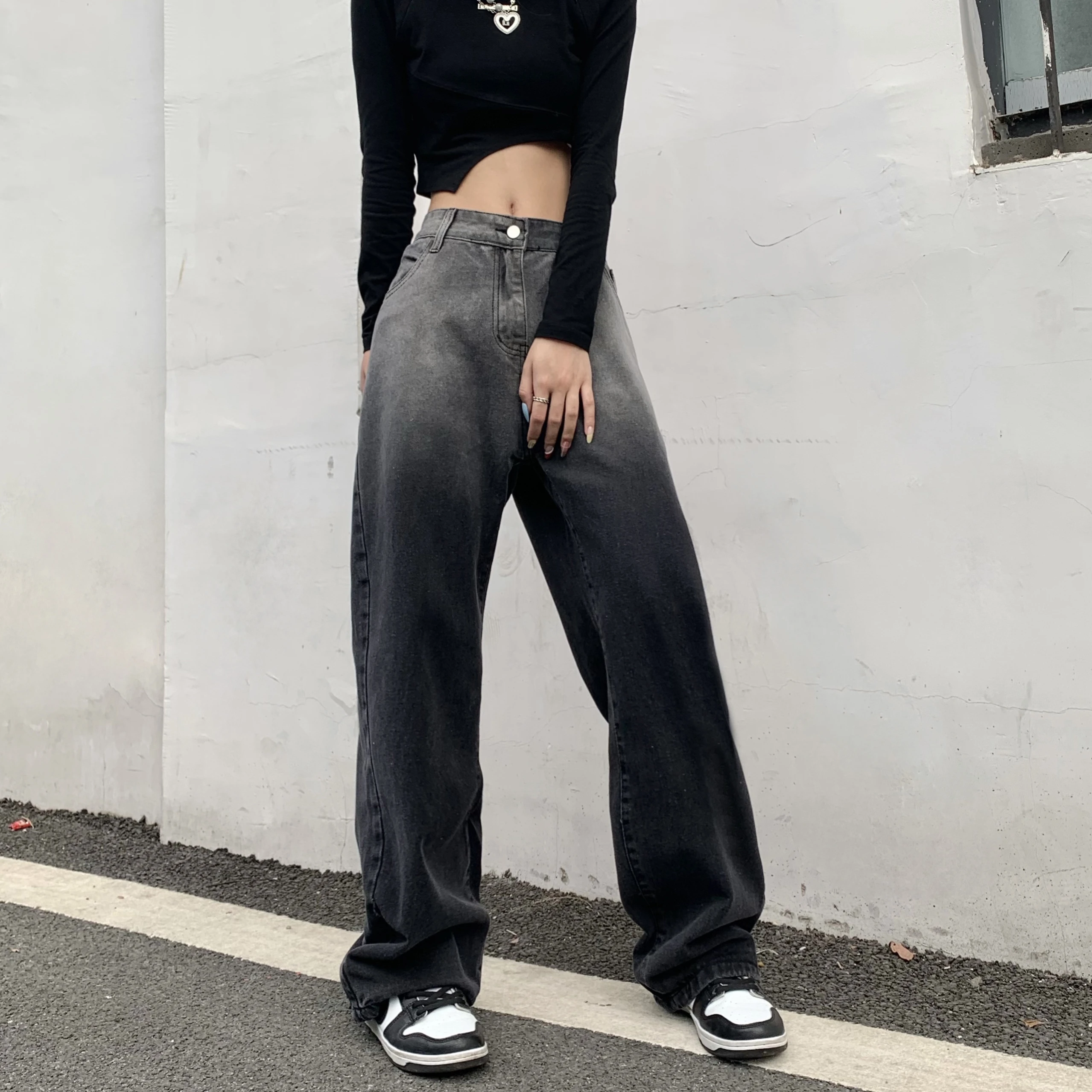 

2022 Gradient Jeans Men's and Women's New Straight Loose Design Sense Niche Wide-leg Pants Summer Thin Section Pant Jean