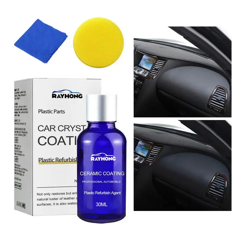 

Black Trim Restorer Automotive 30ml Renovating Coating For Car With Sponge And Wipe Powerful Auto Detailing Supplies