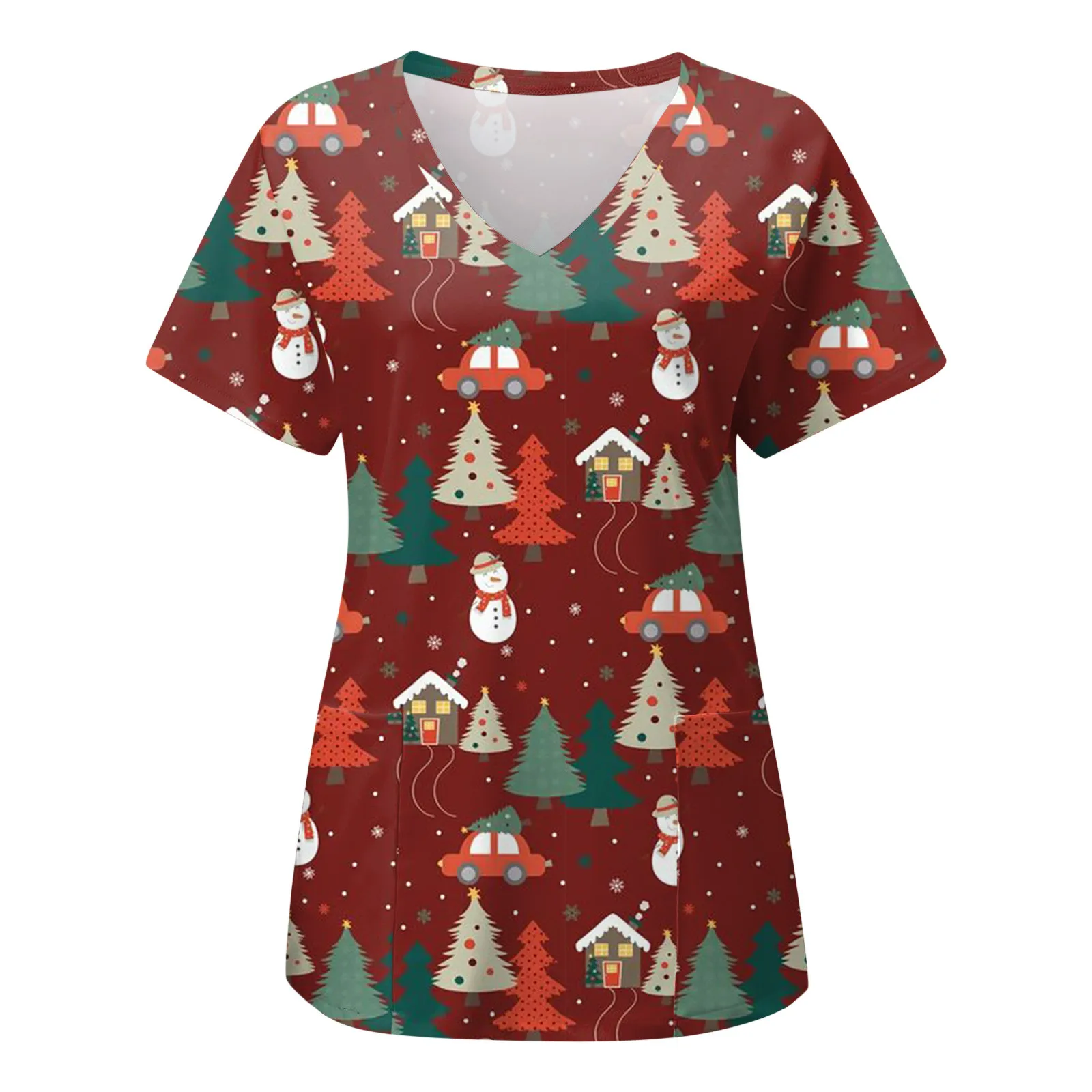 Женская рождественская графическая хирургическая форма медицинские скрабы топ