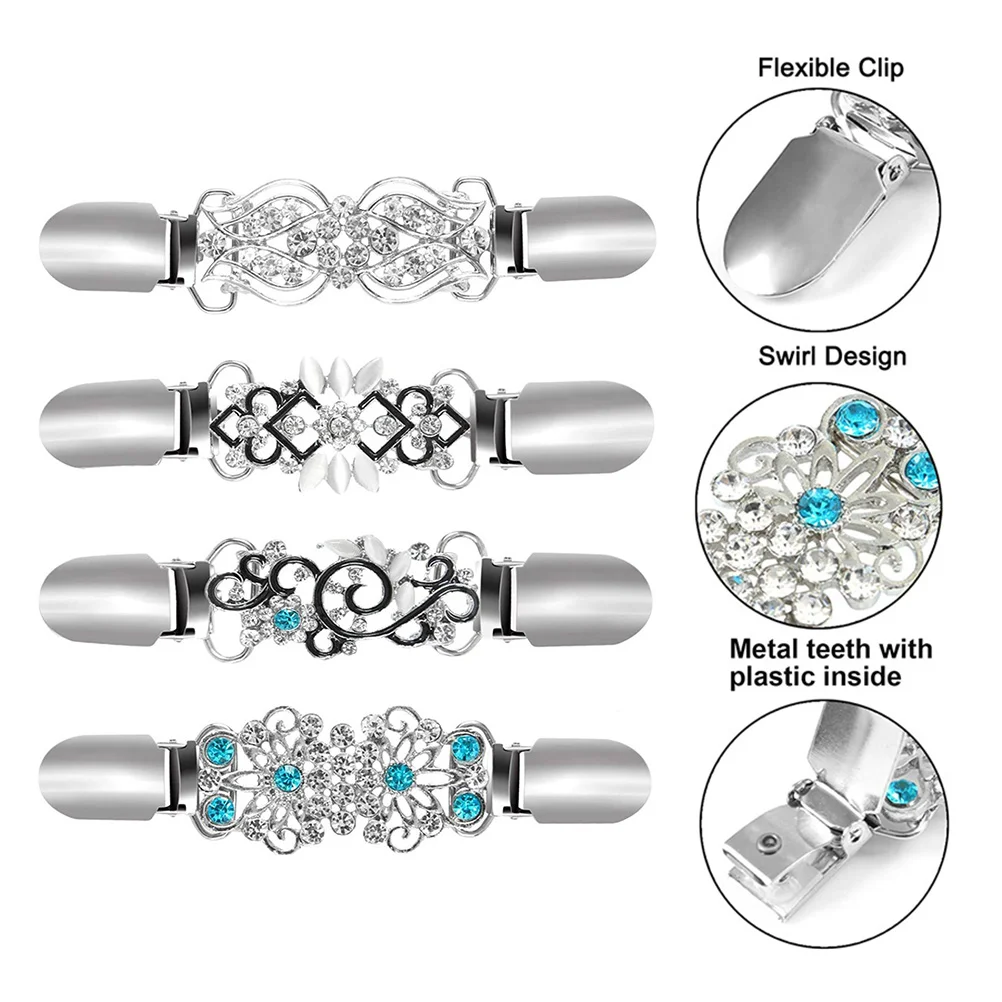 

Sweater Clips Chain Women Cardigan Collar Shawl Brooches Fillerparty Chrismtasretroresin Necklace Dresses Crystal Clasp Clip