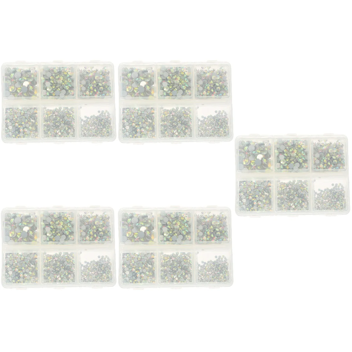 

5 Sets Flatback Rhinestone Nail Studs DIY Nail Craft Accessories Shiny Rhinestones Beads