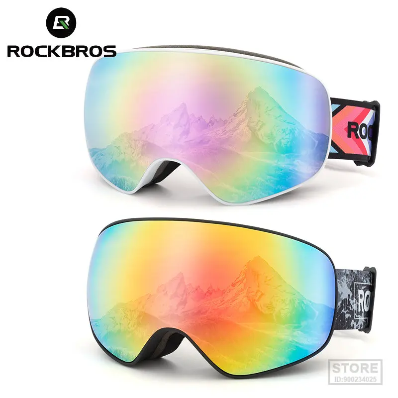 

ROCKBROS лыжные очки, двойные противотуманные лыжные очки, очки для сноуборда, ПК, линзы, большая маска, лыжные очки для взрослых и детей, для спо...