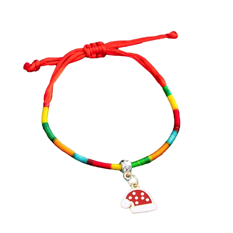 Chinese Style Christmas Colorful Hand Rope Pendent Adjustable Braided Ropes Cute Handmade Colored Lucky Bracelet Gifts