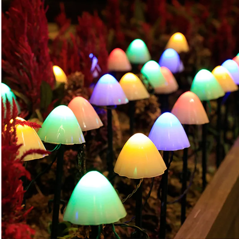 Solar Cute Mushroom Fairy Light Outdoor Waterproof Garlands Lighting Solar Lawn Lamp Yard Patio Christmas Lamp Garden Decoration
