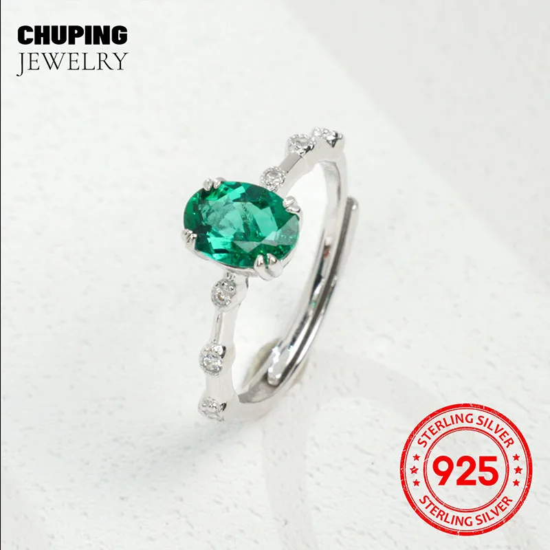 Фото Chu Ping Fine Jewelry Lab Grown Emerald & Paraiba Овальная огранка 5*7 мм Серебряное кольцо S925 Изысканное для женщин Манефест Персональный вкус №1